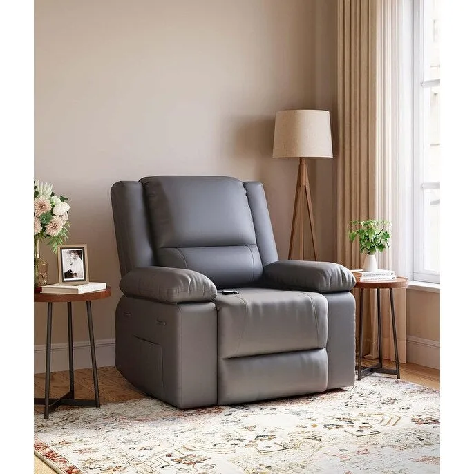 Faux Leather Power Lift Recliner, Heat & Massage, 1-Person �� Cognac / Coffee / Tan / Grey / Beige