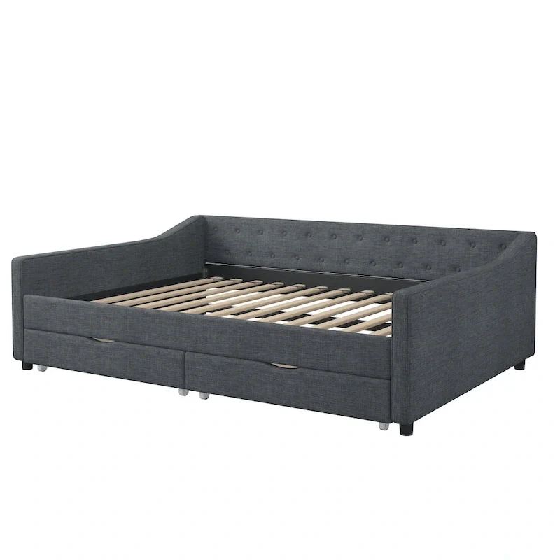 Full Size Upholstered Daybed with Storage Drawers