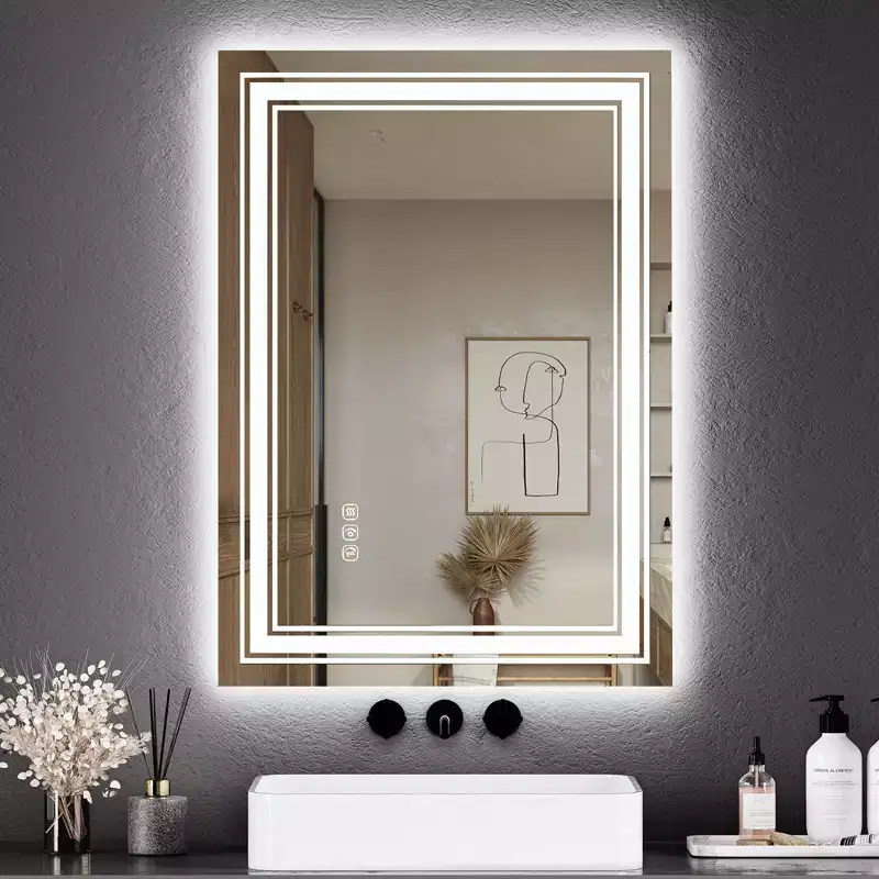 LED Backlit & Front-Lit Bathroom Mirror with Anti-Fog & Dimming