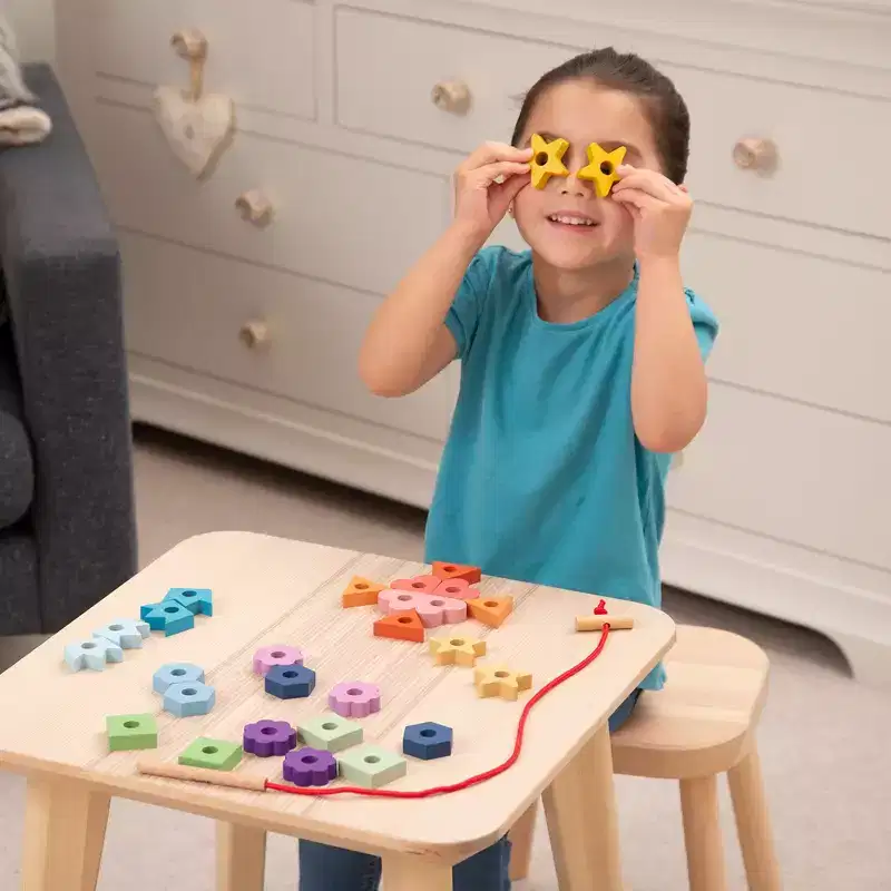 TickiT Rainbow Wooden Lacing Shapes