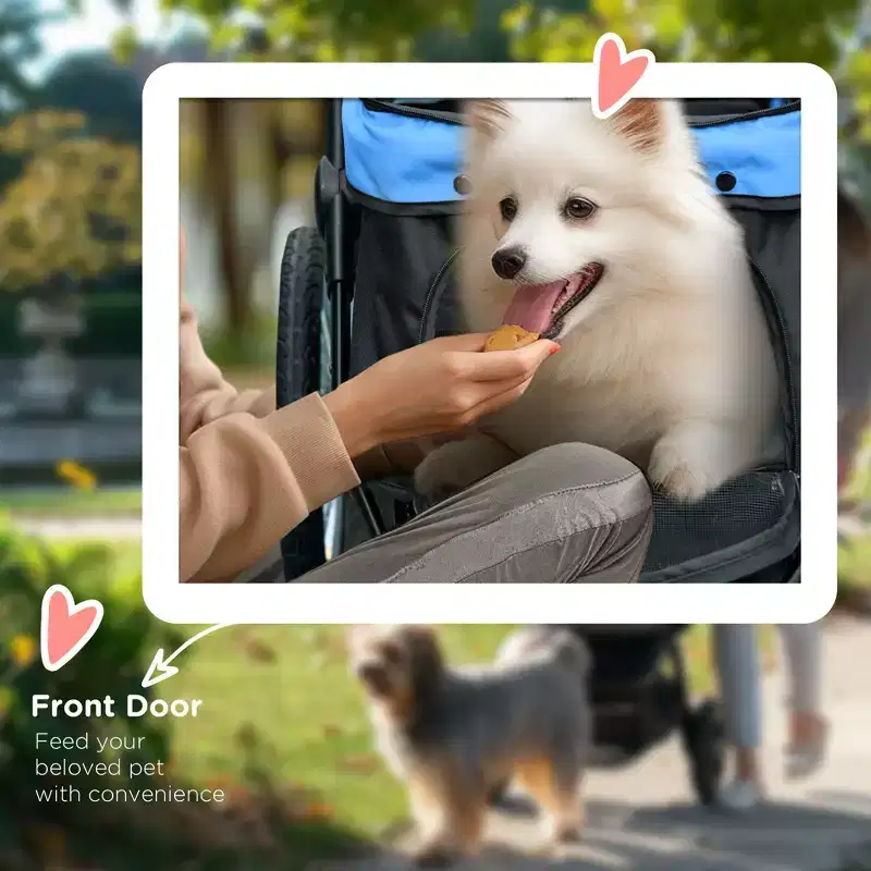 Pet Stroller for Small Dogs and Medium Dogs with Adjustable Canopy, Safety Tether, Storage Basket