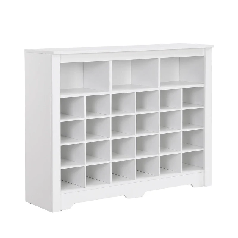 24-Cubby Shoe Cabinet with Curved Base, Versatile Sideboard