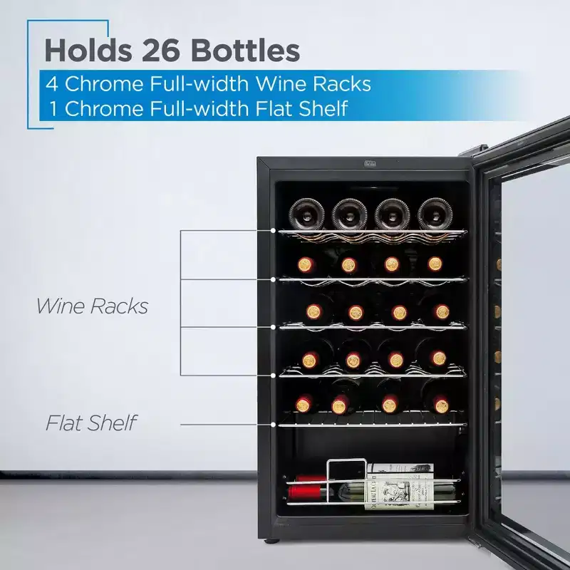 BLACK+DECKER Wine Cellar with LED Display, Black