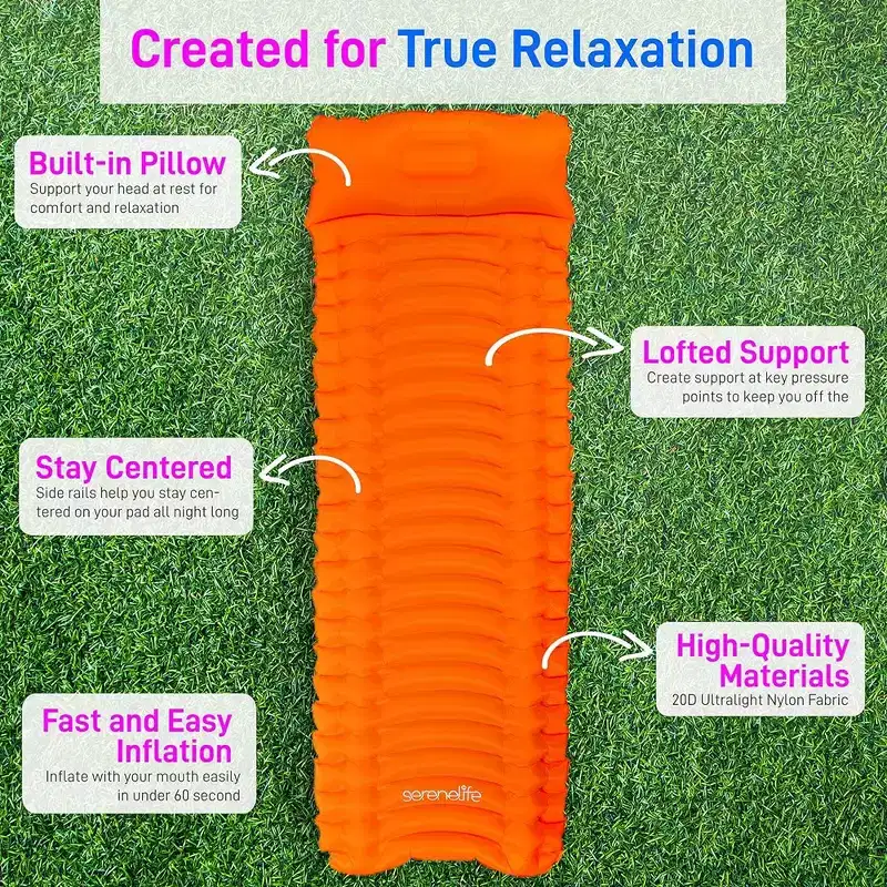 SereneLife Ultralight Sleeping Pad - Portable, Comfortable, and Tear-Resistant