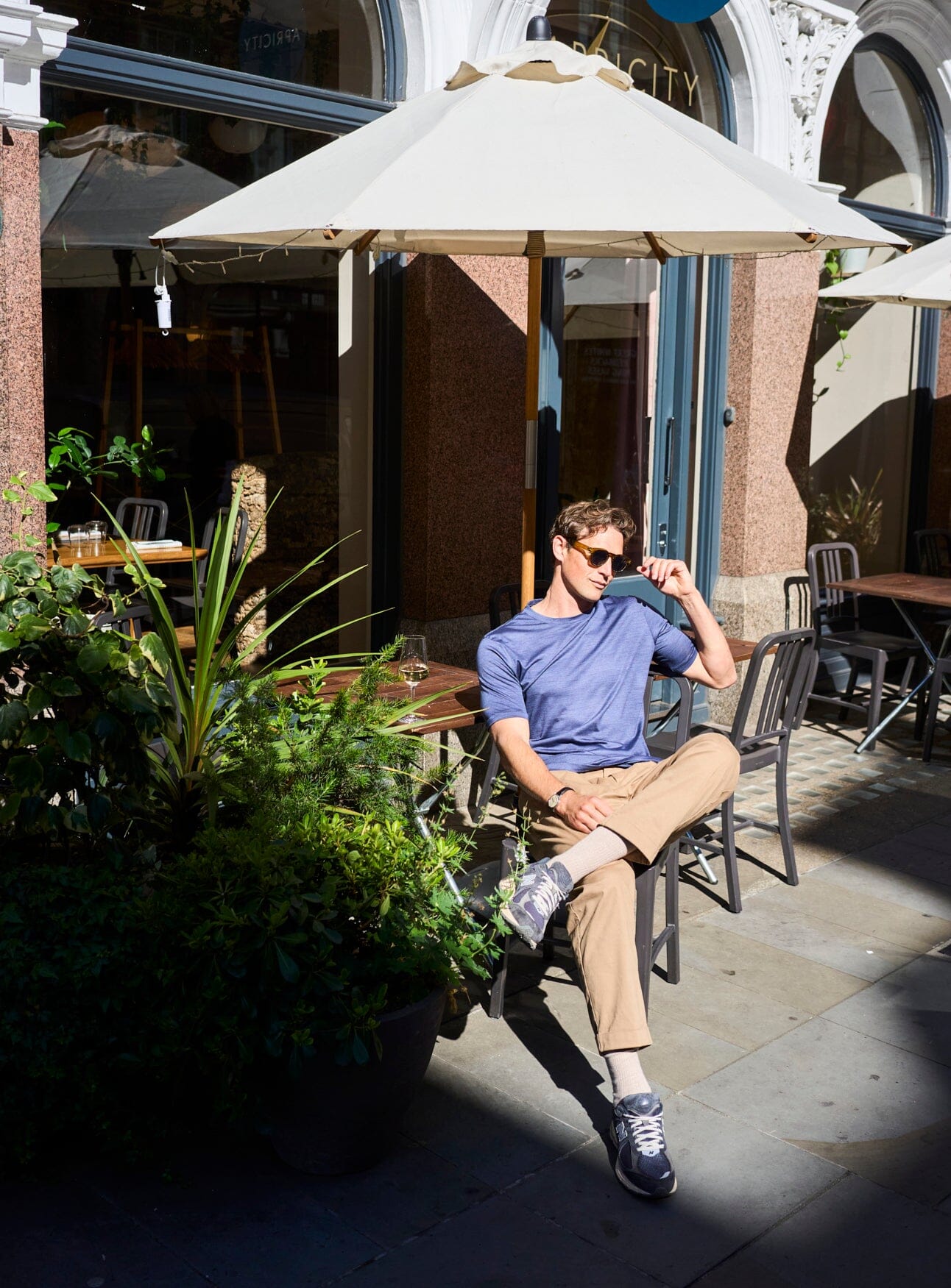Merino Wool Jersey Sky Stripe T-Shirt