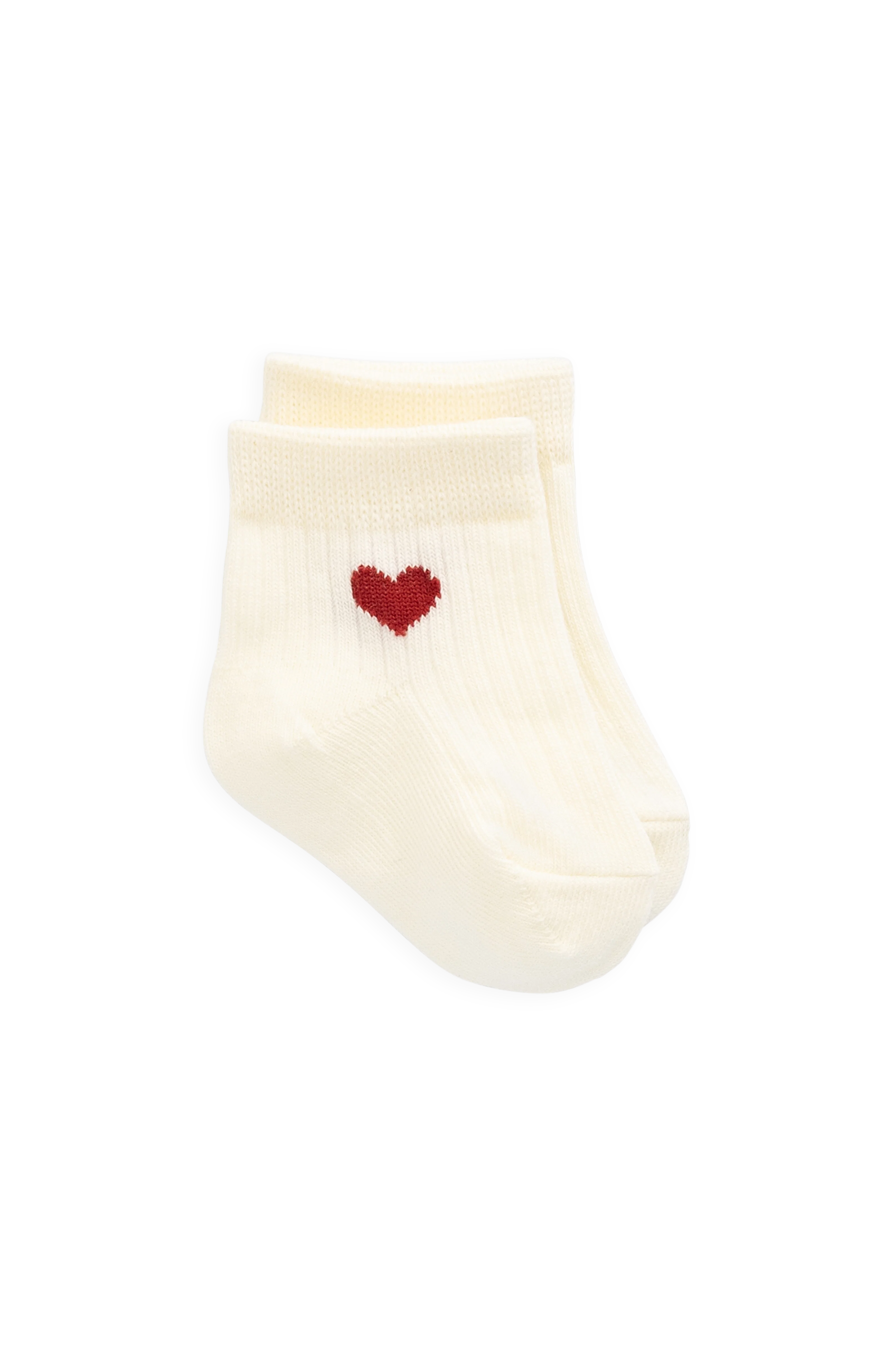 Red Cotton Socks with embroidered detail