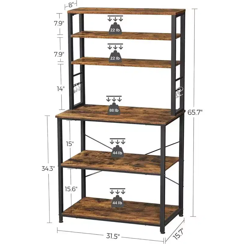 Baker's Rack Microwave Oven Stand – Kitchen Tall Utility Storage Shelf