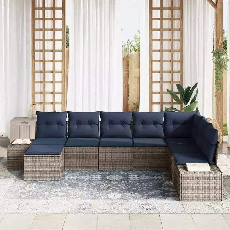 vidaXL Garden Sofa Set with Cushion 8 pcs Brown Poly rattan