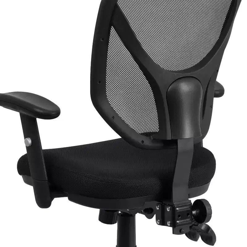 Mid-Back Black Mesh Multifunction Swivel Ergonomic Task Office Chair - Arms