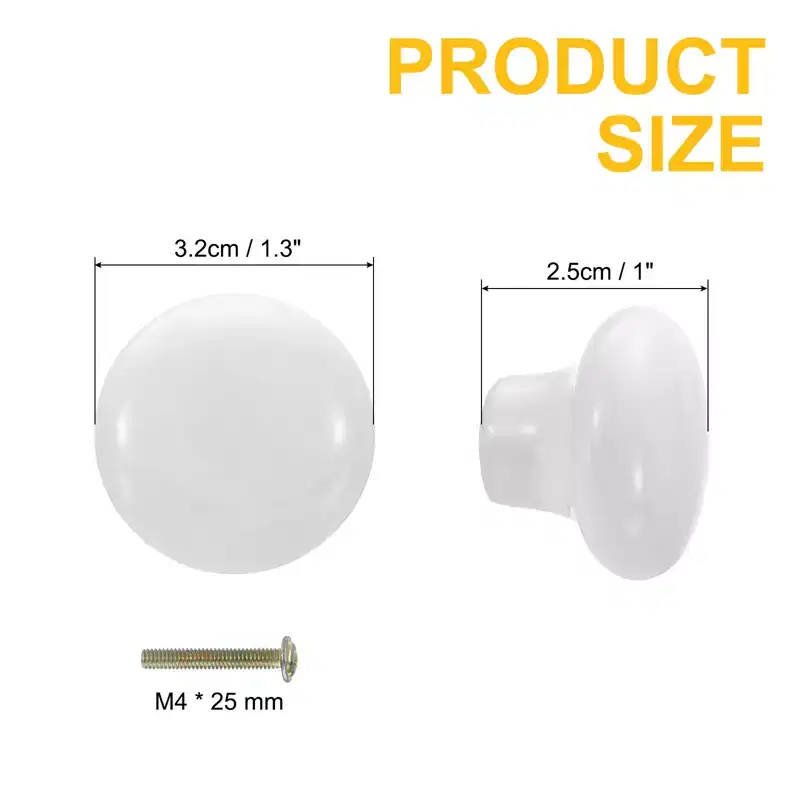 Unique Bargains Round Ceramic Drawer Knobs with Screw for Cupboard Wardrobe 4 Pcs