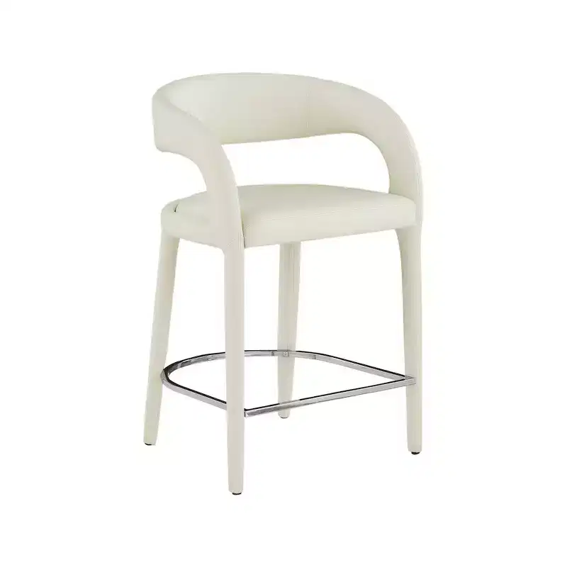 Cream Faux Leather Counter Height Bar Stool