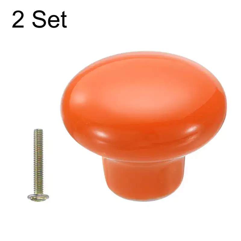 Unique Bargains Round Ceramic Drawer Knobs with Screw for Cupboard Wardrobe 2 Pcs