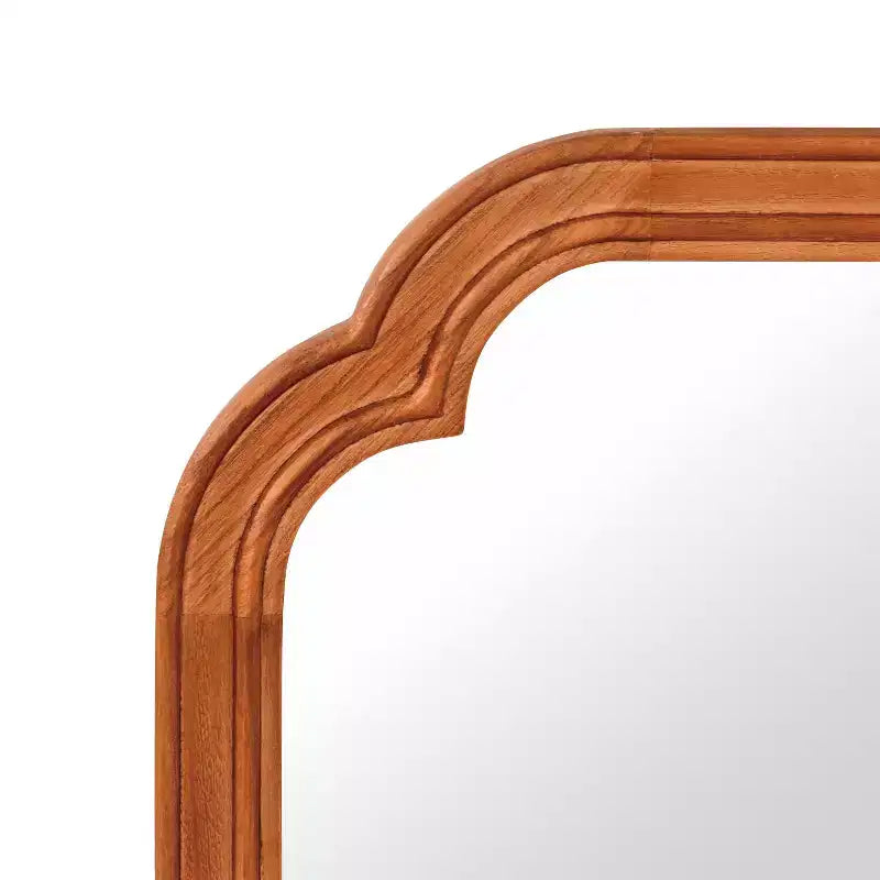 Modern Rounded Edges Decorative Wall Mirror, Solid Wood Frame