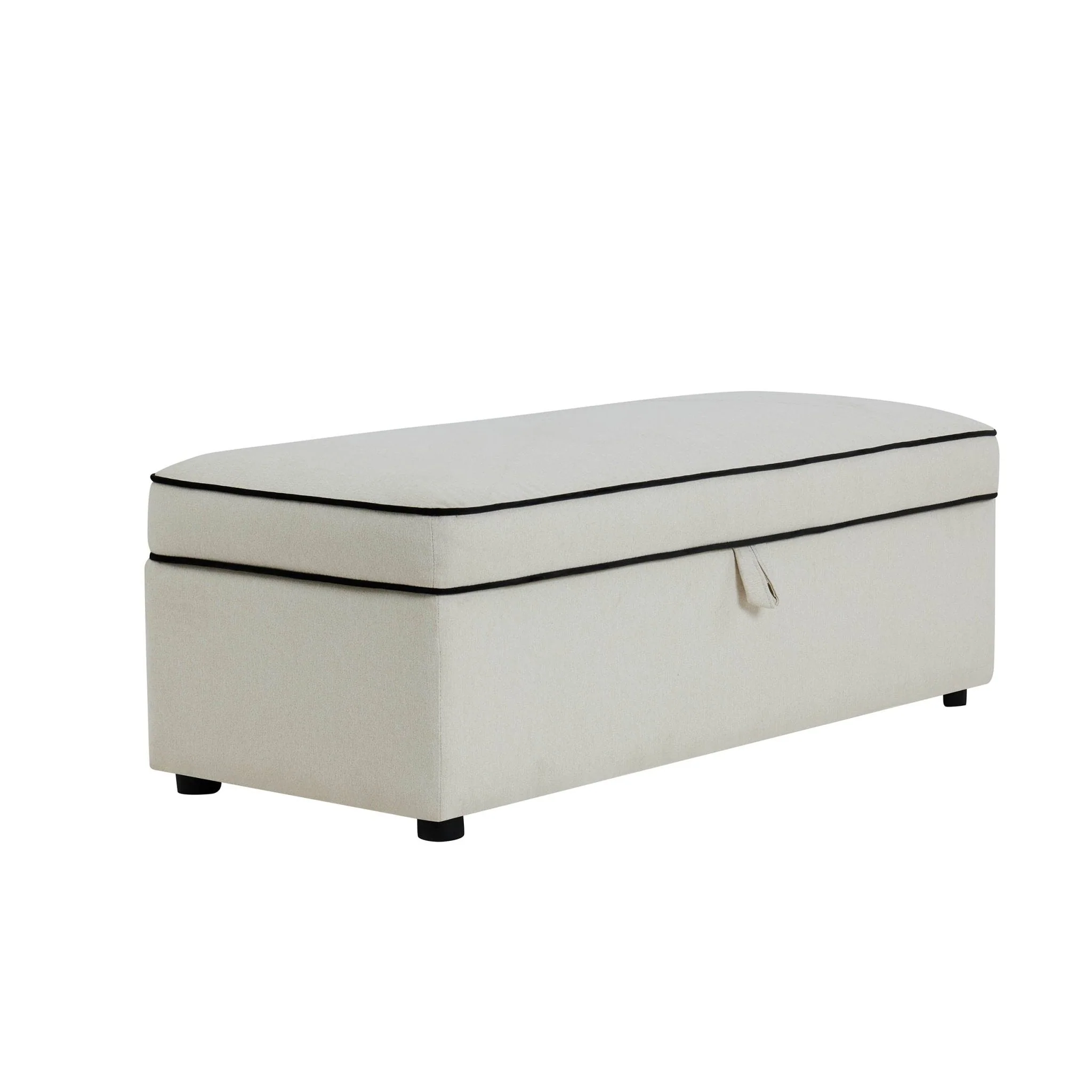 Rectangle Ottoman Storage - Cream Linen/Black