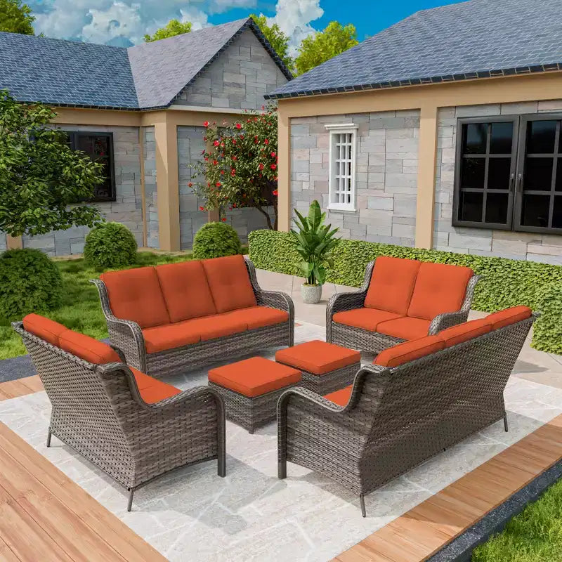 UPTIOT 6 Pieces Outdoor Wicker Sectional Sofa