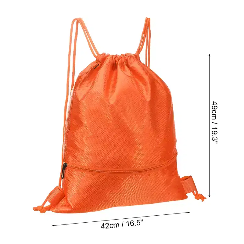 Unique Bargains Waterproof Adjustable Zip Pocket Drawstring Backpack Bags for Women Men