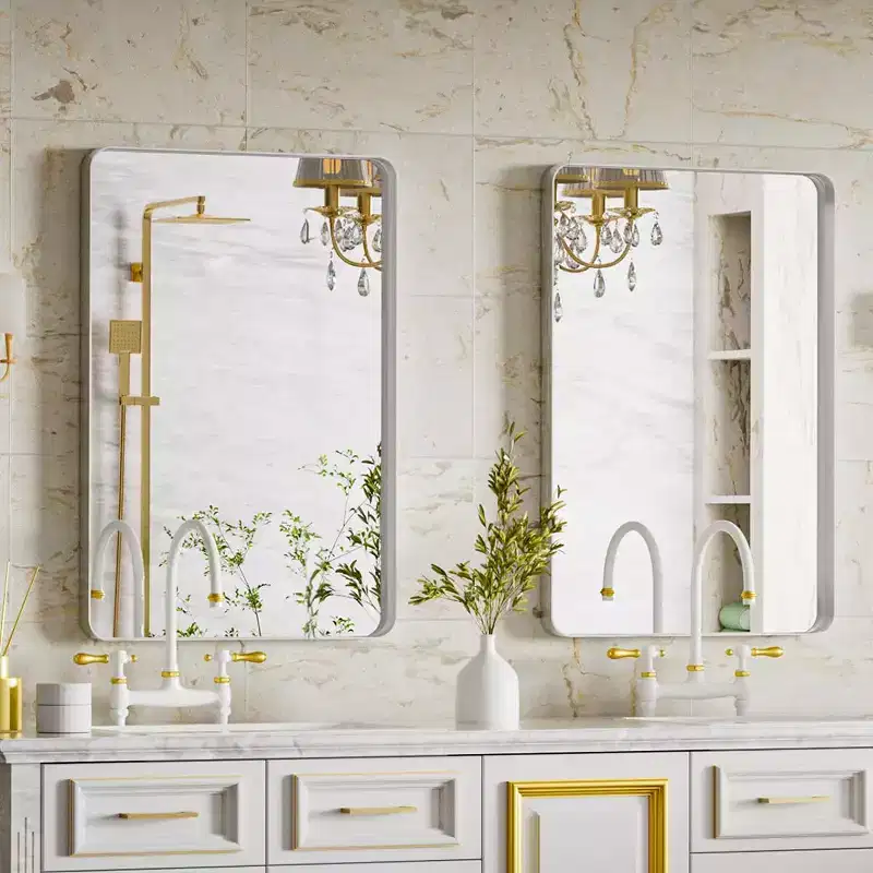 HOMLUX Wall Mount Bathroom Mirror Rectangular Vanity Wall Mirror Vertical Horizontal,Black/Gold