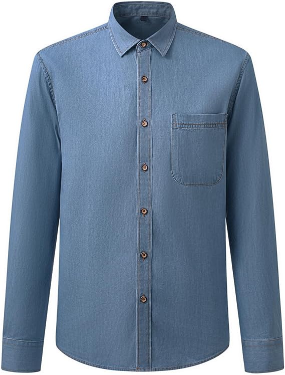 Men's Long Sleeve Denim Shirt �C Slim Fit Cotton Casual Button-Down