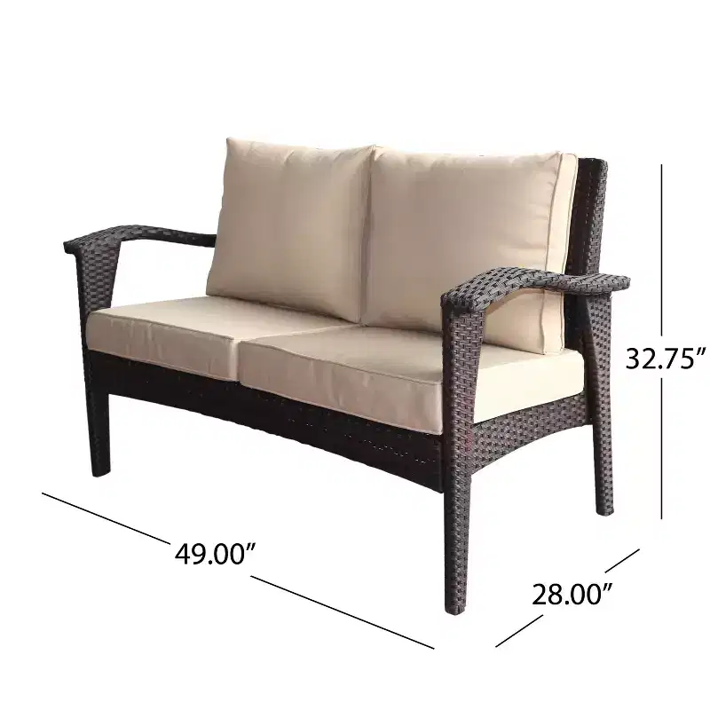 GDFStudio Houlihan Outdoor Wicker 4 Seater Chat Set with Fire Pit