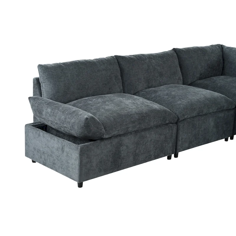 Christopher Knight Home - Harper 115 Modular Upholstery Sectional Sofa with Plush Cushions and Hidden Storage Compartments
