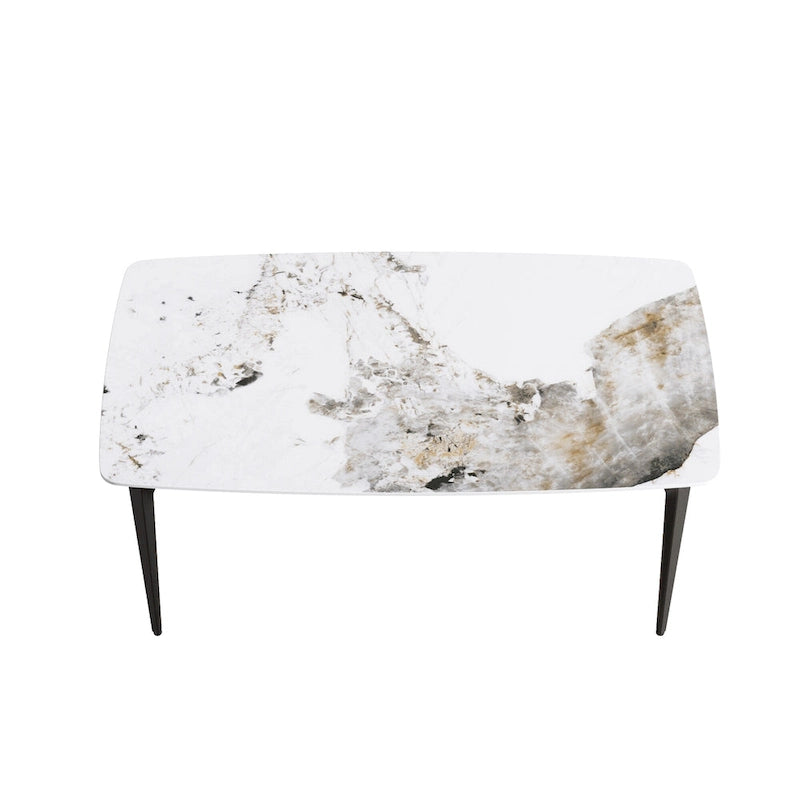 White & Black / Purple / Gold Sintered Stone Top Dining Table with Metal Legs for 4–6 Person