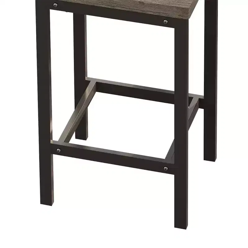 4-Piece Bar Table Set, Modern Rectangular Pub Table & 3 Stools, for Kitchen, Breakfast Nook, Living Room, Apartment  Brown & Gray