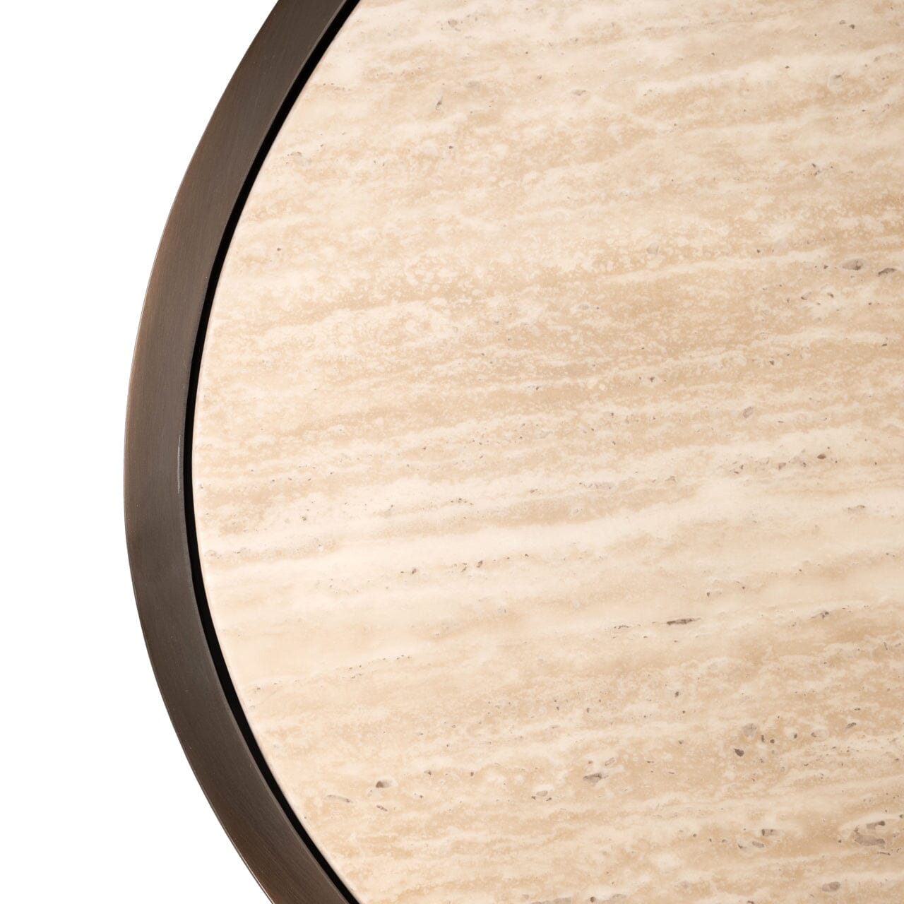 Bronze Oval Coffee Table with Beige Faux Marble Top