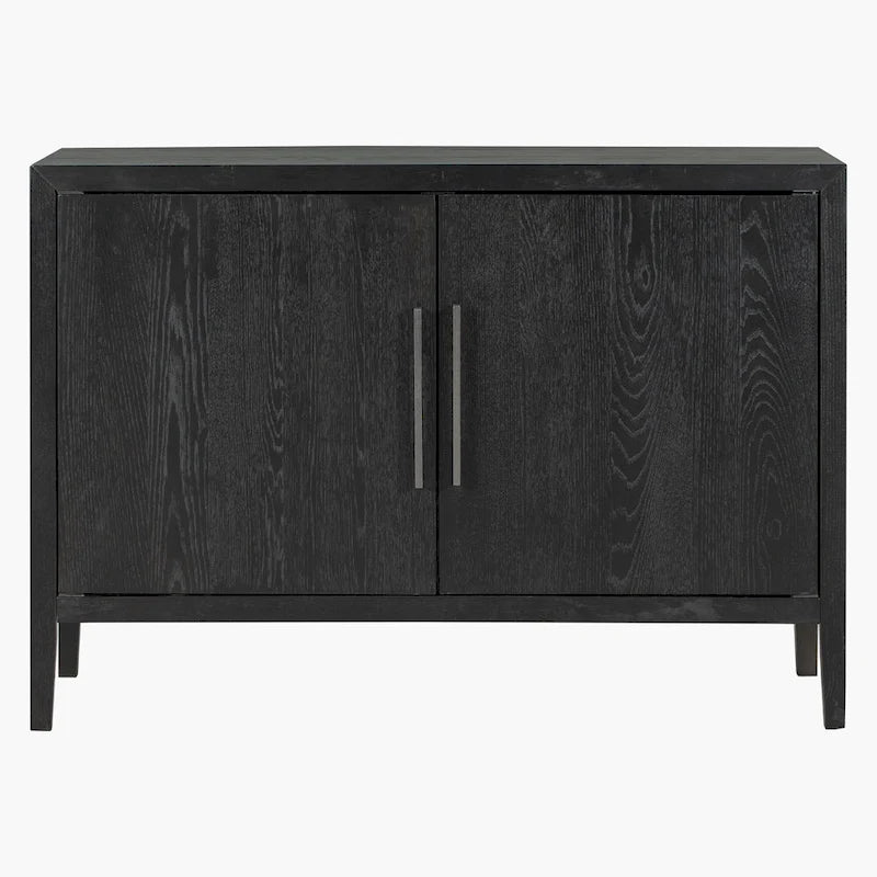 2-Door Wood Cabinet with Adjustable Shelf and Oak Legs