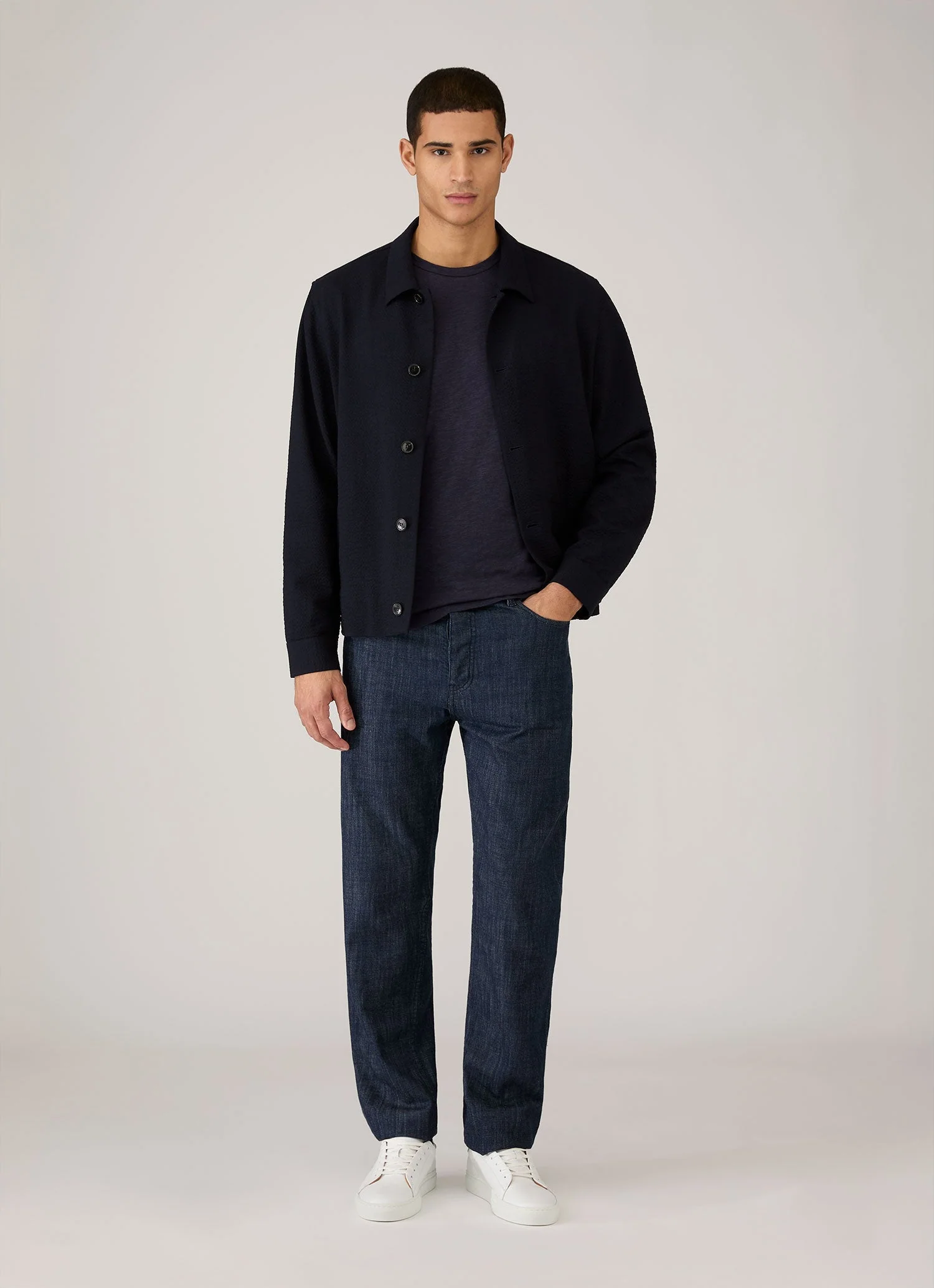 Men's Cotton Linen T-shirt in Navy