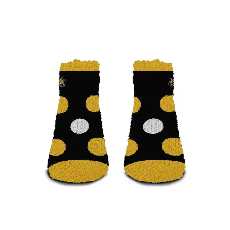 NCAA Wichita State Shockers Big Dot Fuzzy Sleep Soft Socks: Polyester & Spandex, Logo Pattern, Adult One Size