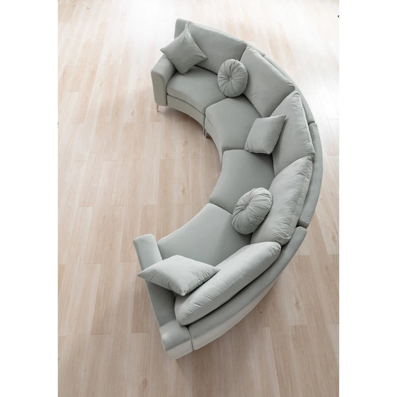 136  Velvet Semicircle couch Modular Curve Sectional Sofa