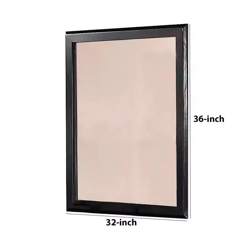 Royal Hampton 36 Inches Rectangular Wood Encased Mirror, Black