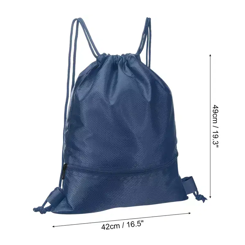 Unique Bargains Waterproof Adjustable Zip Pocket Drawstring Backpack Bags for Women Men