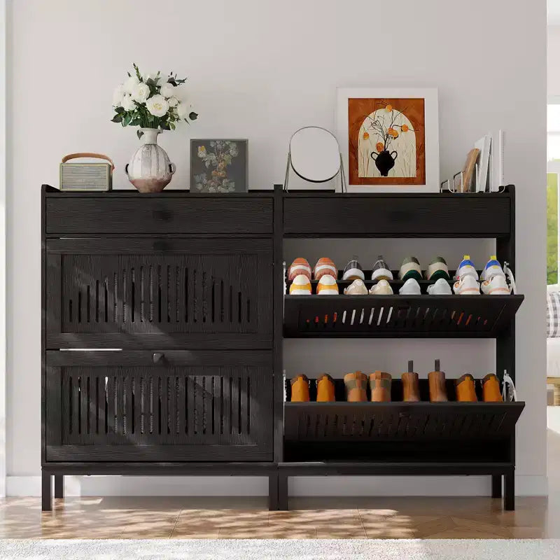 Shoe Storage Cabinet with 2 Flip Drawer, Shoes Organizer with with Top Drawer, Adjustable Shoe Rack