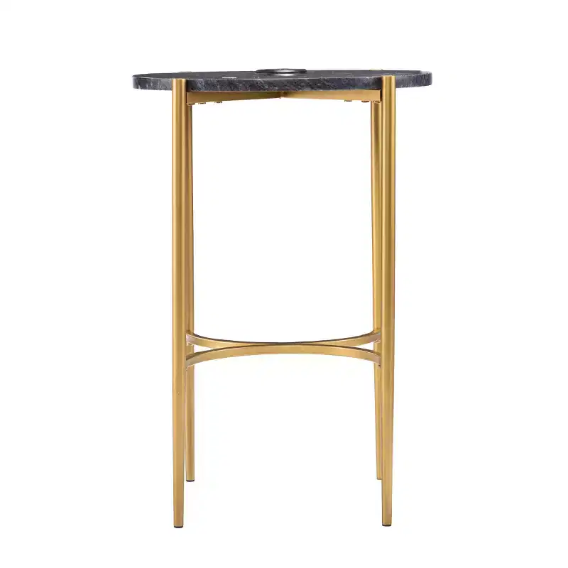 Side Table with Wireless Charging Station - Gold/Black