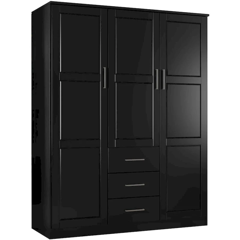 3-Door Solid Pine Wood Wardrobe Armoire, 72