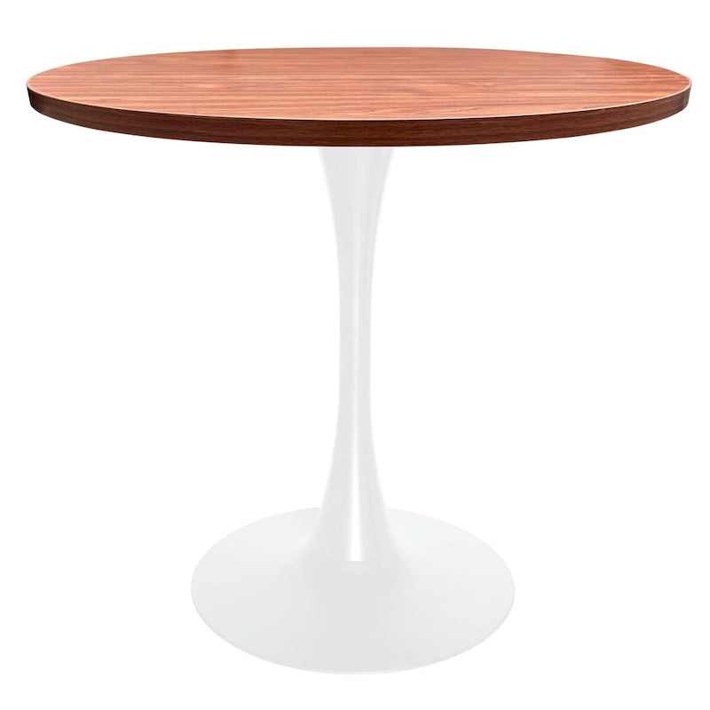 36 in. Round Dining Table for 4 with MDF Top and White Iron Base
