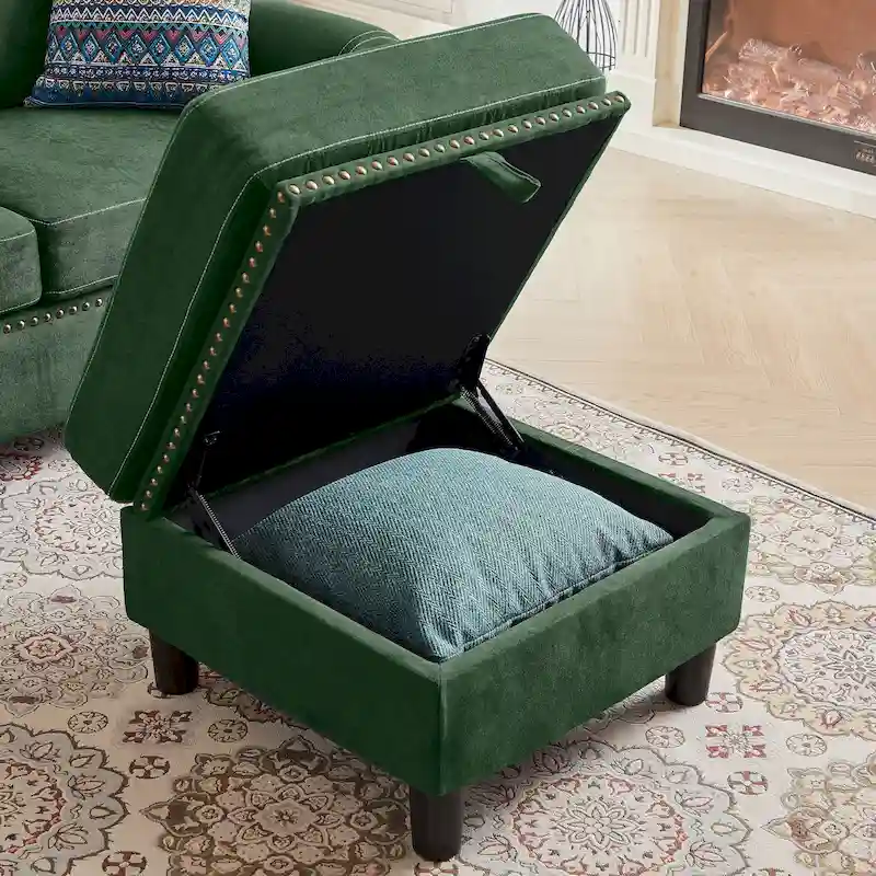 106.69 4 Seater L Shaped Reversible Sectional Sofa with Side Storage Bags