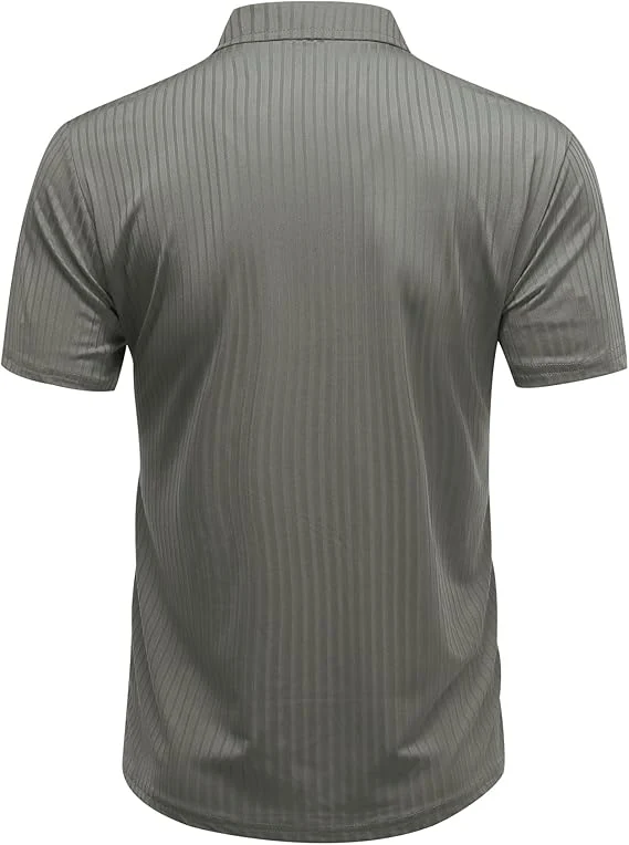 Men's Short Sleeve Polo Shirt with Button Placket