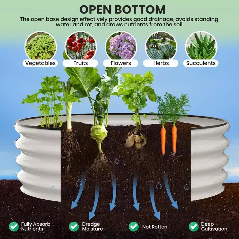3*3*1ft Steel Raised Garden Bed  Large Metal Planter for Vegetables, Herbs & Flowers