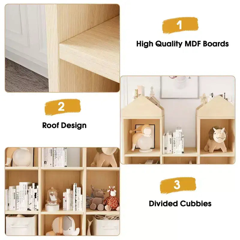 8 Cubby Kids Bookshelf with Castle Shape, Kids Reading Nook w/Toy Storage Organizer, Multiful Storage Display Case for Children's Room Nursery