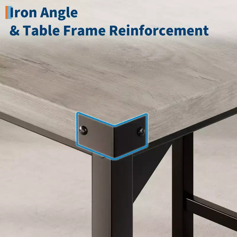 Dining Table Set for 4, 5-Piece Kitchen Table Set, Footrest, Corner Protector, Counter Height Table, 2 Upholstered Bar Stools, for Kitchen