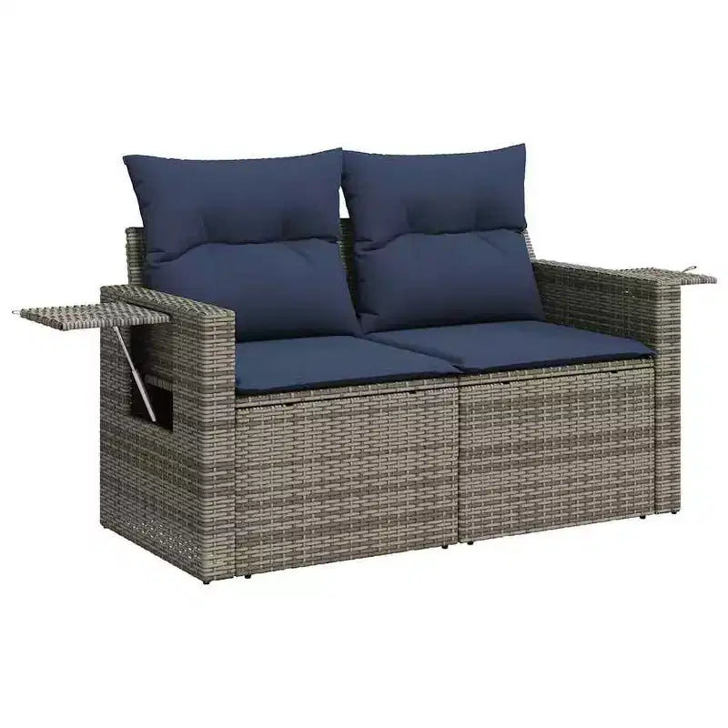 vidaXL 9 Piece Garden Sofa Set with Cushions Grey Poly Rattan