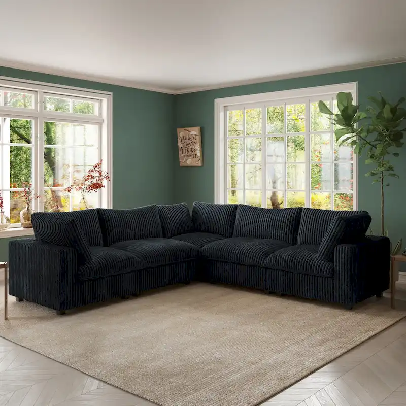 Cloud Corner Sofa Soft Plush Upholstered Modular Sectional Sofa Down Filled Living Room Couch