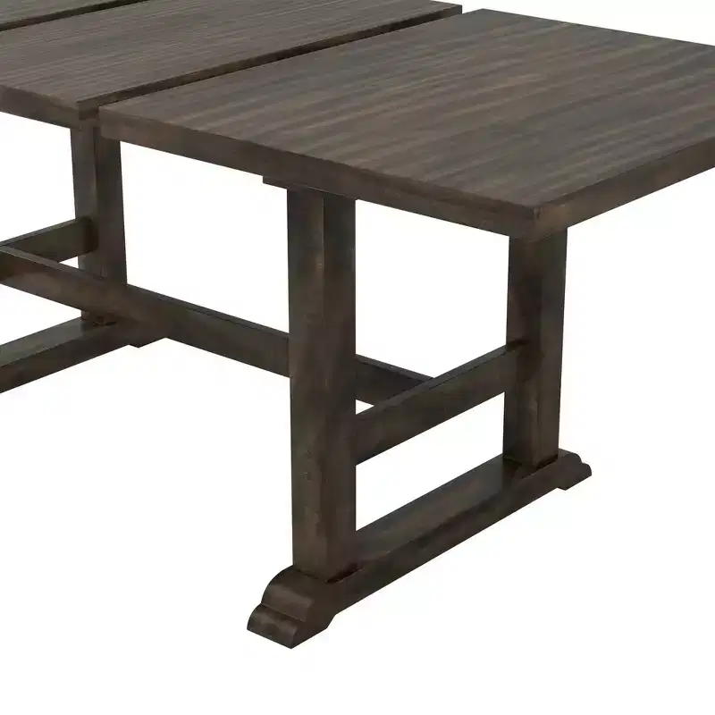 Whisen Updated 6-Piece Rustic Kitchen Extendable Dining Table Set, 76.9 Trestle Dining Table & 4 Upholstered Dining Chairs, 1 Bench