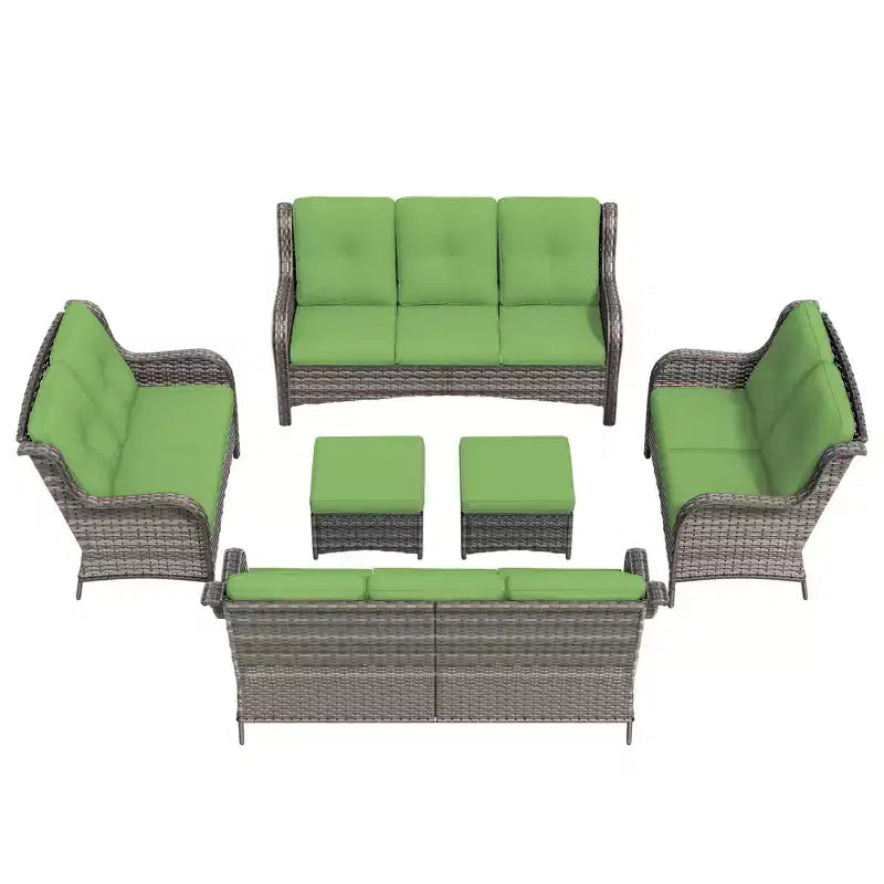 UPTIOT 6 Pieces Outdoor Wicker Sectional Sofa