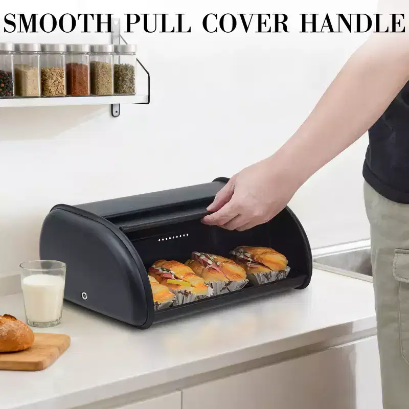 Stainless Steel Bread Box with Window for Kitchen Food Storage