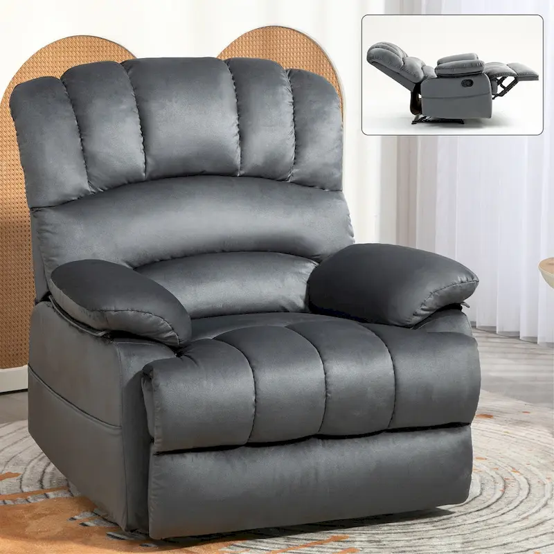 Extra-Large Manual Recliner Chair with Fabric Upholstery