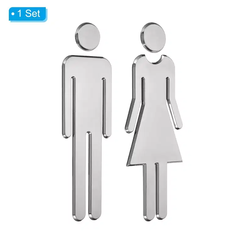 Unique Bargains Self-Adhesive Decor Office Business Men Women Restroom Sign 1 Pair