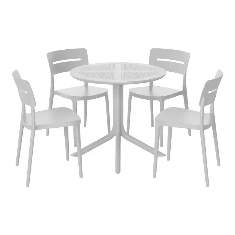 WestinTrends Playa Modern 5-Piece Resin Round Patio Dining Table Set with Stackable Patio Dining Chairs